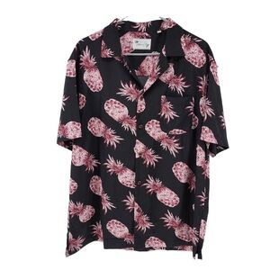 Milano Bay Men's Pineapple Print Short Sleeve Button-Up Shirt - L